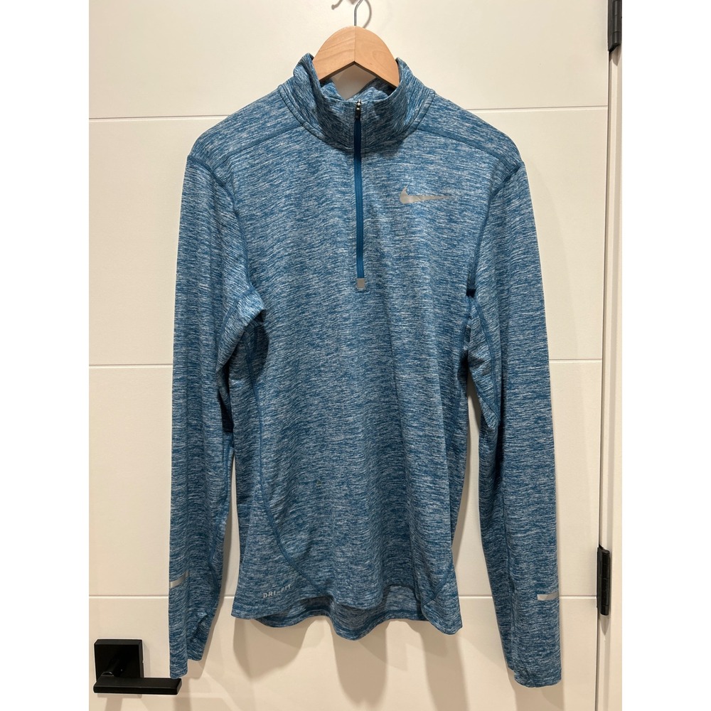 Nike Running Dri-FIT Mens Small Blue Heathered Half Zip Pullover 683485-459
